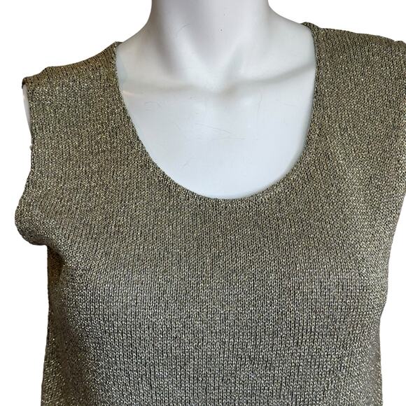 Vintage Brenda French for French Rags Gold Lurex Sleeveless Sweater sz 3=M/L EUC - Picture 6 of 10